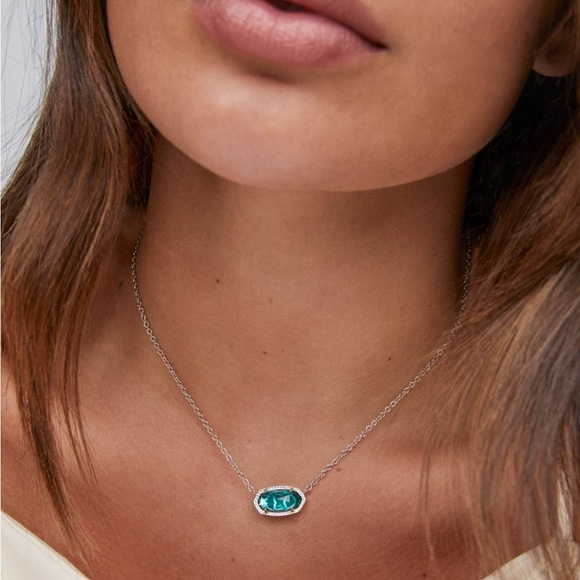 Kendra Scott Silver Necklace with Teal Pendant - Picture 4 of 7